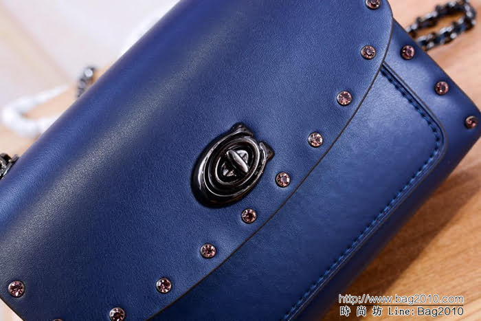 COACH蔻馳 正品代購 2018新款 35566 水晶鉚釘牛皮Parker 單肩斜挎女包  Chz1510